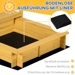 Outsunny Sandkasten natur B/H/L: ca. 129x133x137,5 cm
