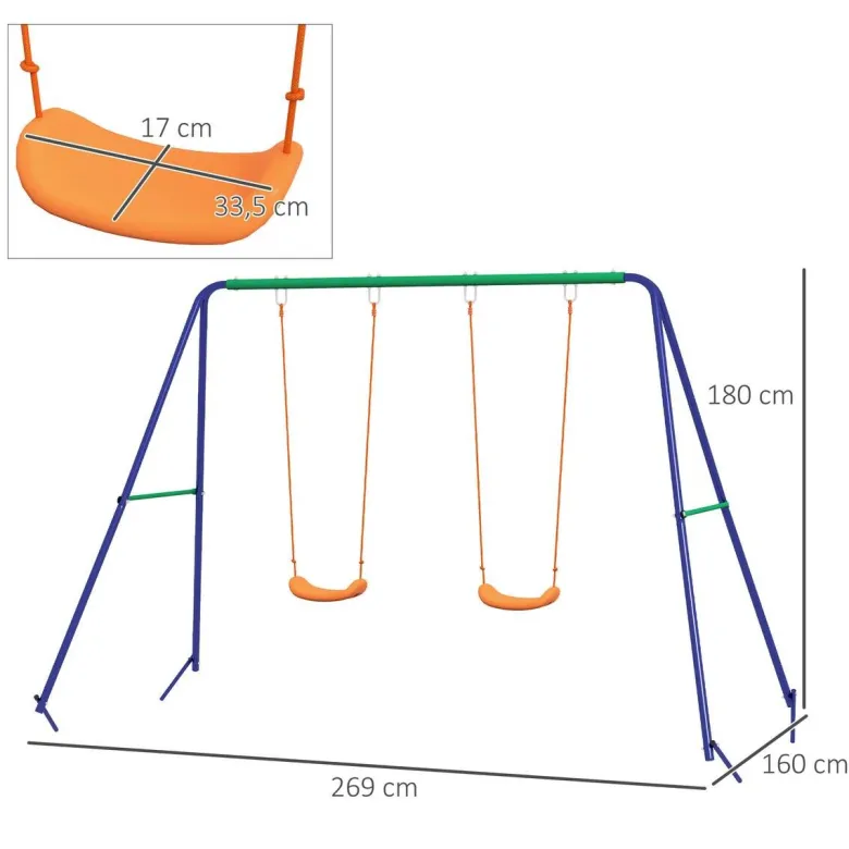 Outsunny Schaukel orange B/H/L: ca. 160x269x180 cm