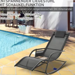Outsunny Schaukelstuhl schwarz Metall B/H/L: ca. 62x88x150 cm