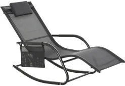 Outsunny Schaukelstuhl schwarz Metall B/H/L: ca. 62x88x150 cm