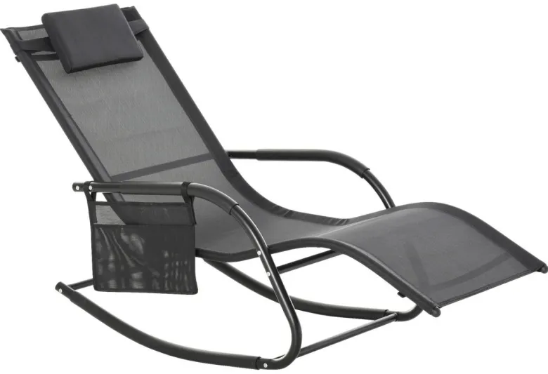 Outsunny Schaukelstuhl schwarz Metall B/H/L: ca. 62x88x150 cm