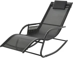 Outsunny Schaukelstuhl schwarz Metall B/H/L: ca. 62x88x150 cm
