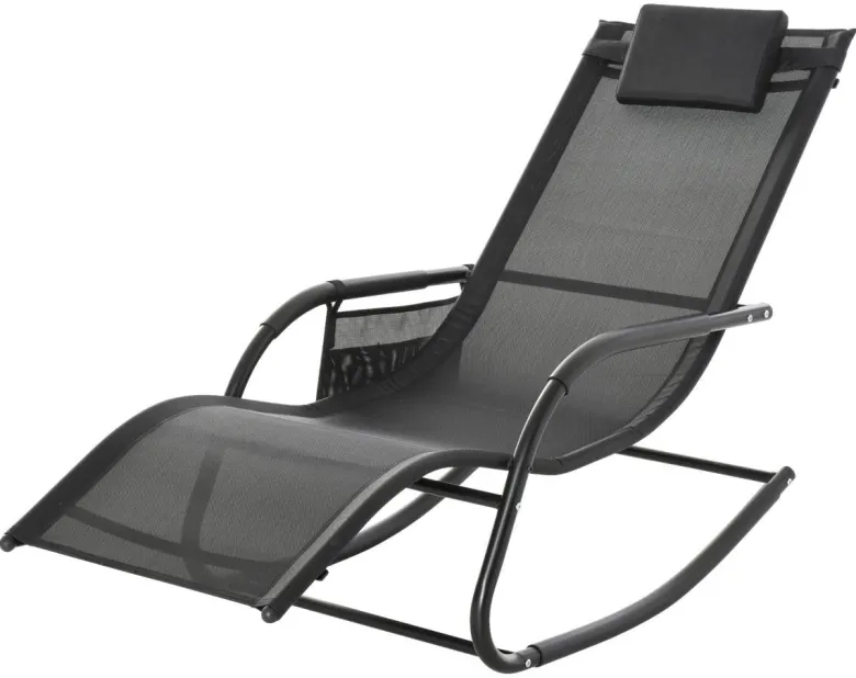 Outsunny Schaukelstuhl schwarz Metall B/H/L: ca. 62x88x150 cm