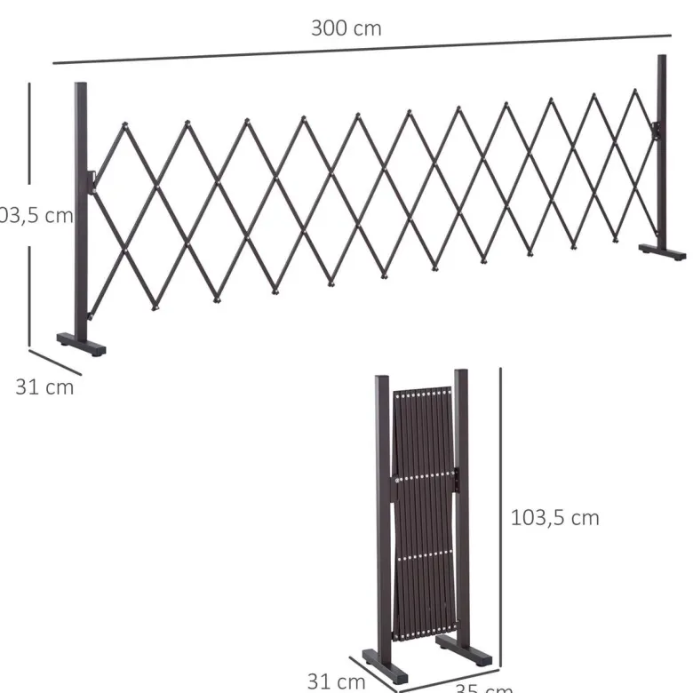 Outsunny Scherengitter dunkelbraun Aluminium B/H/L: ca. 31x103,5x300 cm