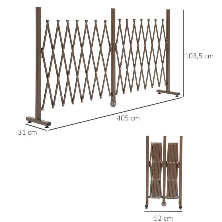 Outsunny Scherengitter dunkelbraun Aluminium B/H/L: ca. 31x103,5x405 cm