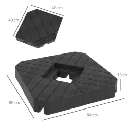Outsunny Schirmgewichte schwarz Kunststoff B/H/L: ca. 80x13x80 cm