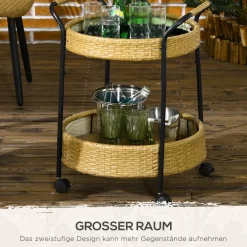 Outsunny Servierwagen gelb Edelstahl B/H/L: ca. 50x50x66 cm