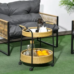 Outsunny Servierwagen gelb Edelstahl B/H/L: ca. 50x50x66 cm