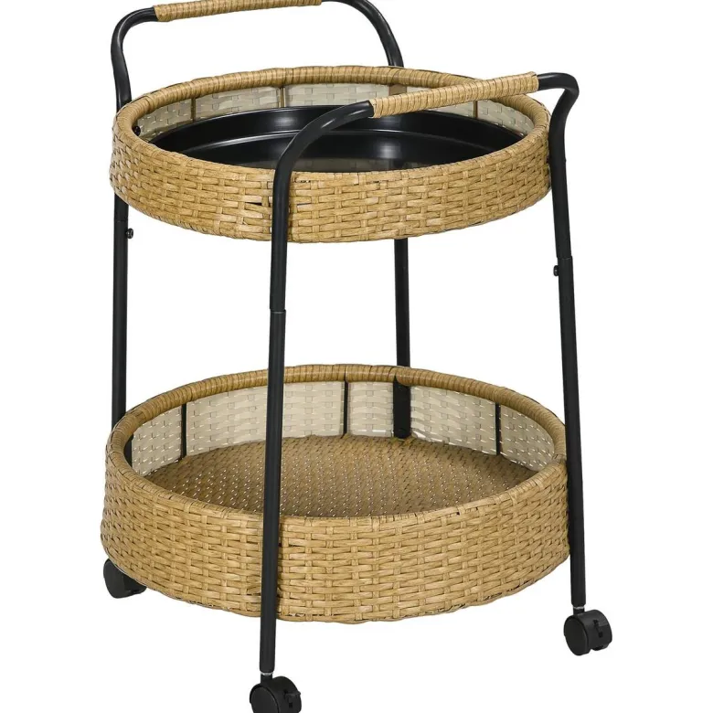 Outsunny Servierwagen gelb Edelstahl B/H/L: ca. 50x50x66 cm