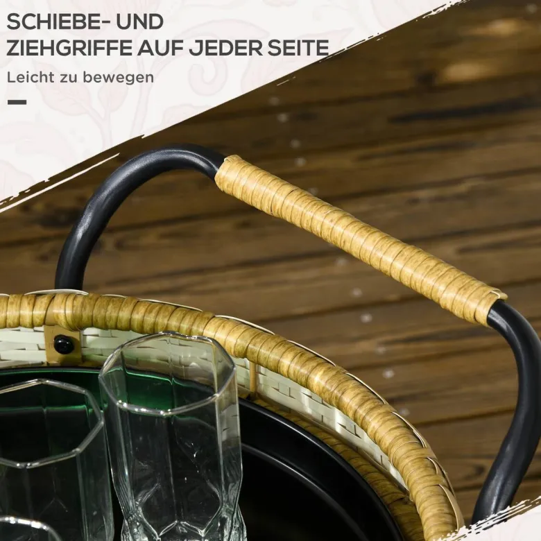 Outsunny Servierwagen gelb Edelstahl B/H/L: ca. 50x50x66 cm