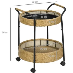 Outsunny Servierwagen gelb Edelstahl B/H/L: ca. 50x50x66 cm