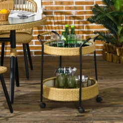 Outsunny Servierwagen gelb Edelstahl B/H/L: ca. 50x50x66 cm