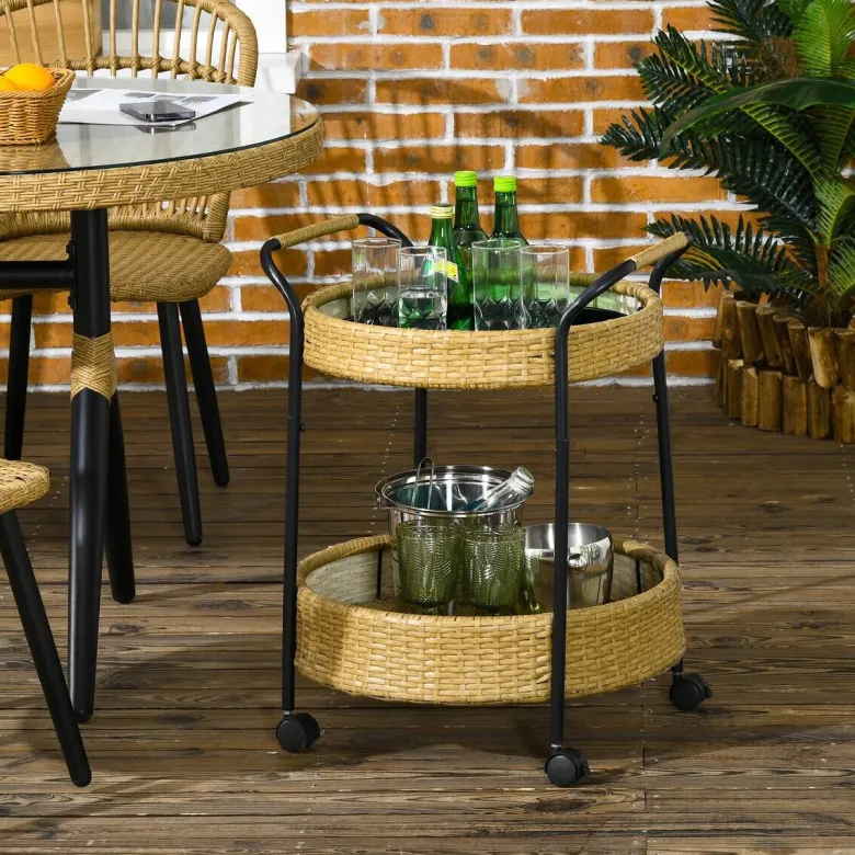 Outsunny Servierwagen gelb Edelstahl B/H/L: ca. 50x50x66 cm