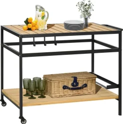 Outsunny Servierwagen natur Stahl B/H/L: ca. 65x80x107 cm
