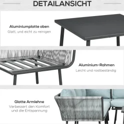 Outsunny Sitzgruppe blau Aluminium B/H/L: ca. 71x120x65 cm