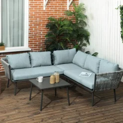Outsunny Sitzgruppe blau Aluminium B/H/L: ca. 71x120x65 cm