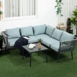 Outsunny Sitzgruppe blau Aluminium B/H/L: ca. 71x120x65 cm