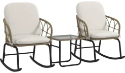 Outsunny Sitzgruppe creme Edelstahl B/H/L: ca. 82x63x75 cm