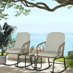 Outsunny Sitzgruppe creme Edelstahl B/H/L: ca. 82x63x75 cm