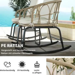 Outsunny Sitzgruppe creme Edelstahl B/H/L: ca. 82x63x75 cm