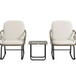 Outsunny Sitzgruppe creme Edelstahl B/H/L: ca. 82x63x75 cm