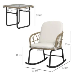 Outsunny Sitzgruppe creme Edelstahl B/H/L: ca. 82x63x75 cm