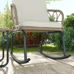 Outsunny Sitzgruppe creme Edelstahl B/H/L: ca. 82x63x75 cm