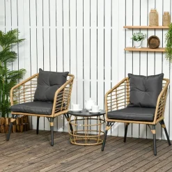 Outsunny Sitzgruppe dunkelgrau Edelstahl B/H/L: ca. 65x62x78 cm