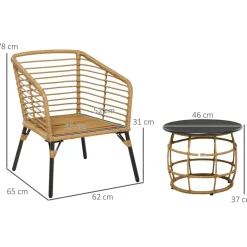 Outsunny Sitzgruppe dunkelgrau Edelstahl B/H/L: ca. 65x62x78 cm