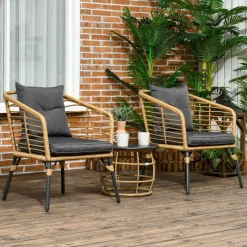 Outsunny Sitzgruppe dunkelgrau Edelstahl B/H/L: ca. 65x62x78 cm