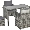 Outsunny Sitzgruppe grau Glas B/H/L: ca. 60x120x72 cm