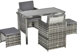 Outsunny Sitzgruppe grau Glas B/H/L: ca. 60x120x72 cm