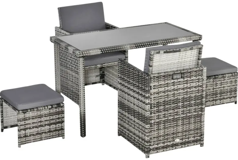Outsunny Sitzgruppe grau Glas B/H/L: ca. 60x120x72 cm