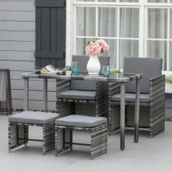 Outsunny Sitzgruppe grau Glas B/H/L: ca. 60x120x72 cm