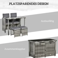 Outsunny Sitzgruppe grau Glas B/H/L: ca. 60x120x72 cm