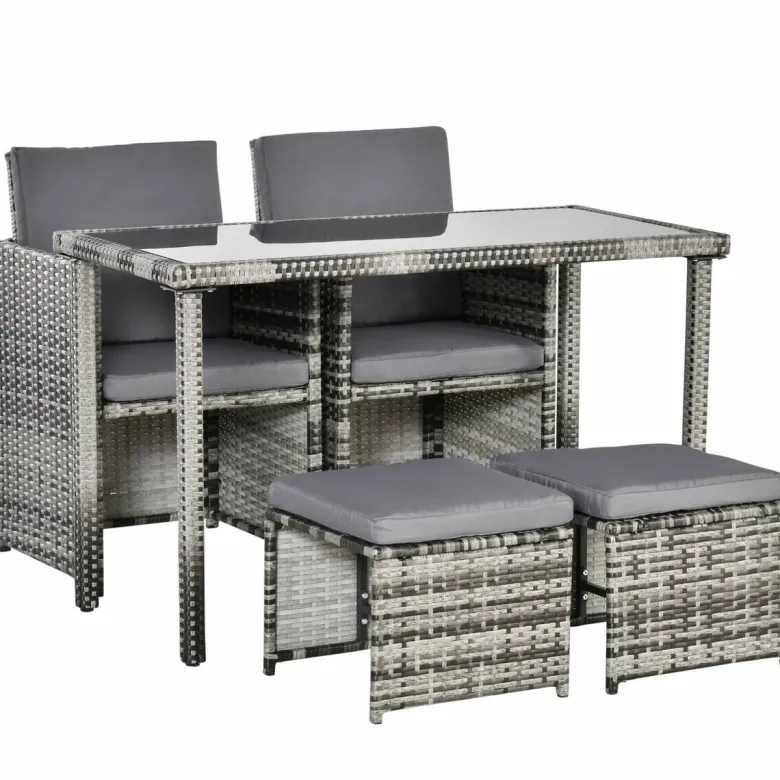 Outsunny Sitzgruppe grau Glas B/H/L: ca. 60x120x72 cm