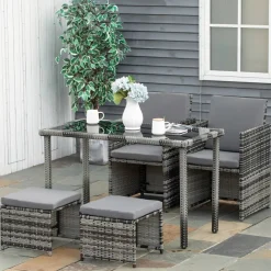 Outsunny Sitzgruppe grau Glas B/H/L: ca. 60x120x72 cm