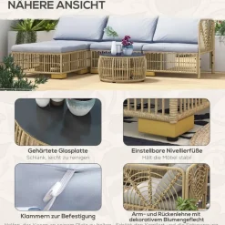 Outsunny Sitzgruppe grau Polyester B/H/L: ca. 73x73x73 cm