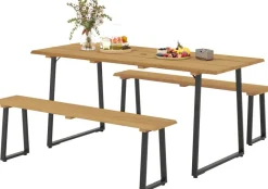 Outsunny Sitzgruppe Holzoptik Holz B/H/L: ca. 76x77x178 cm