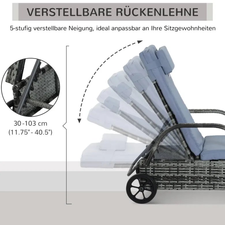 Outsunny Sonnenliege blau Edelstahl B/H/L: ca. 73x200x103 cm