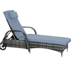 Outsunny Sonnenliege blau Edelstahl B/H/L: ca. 73x200x103 cm