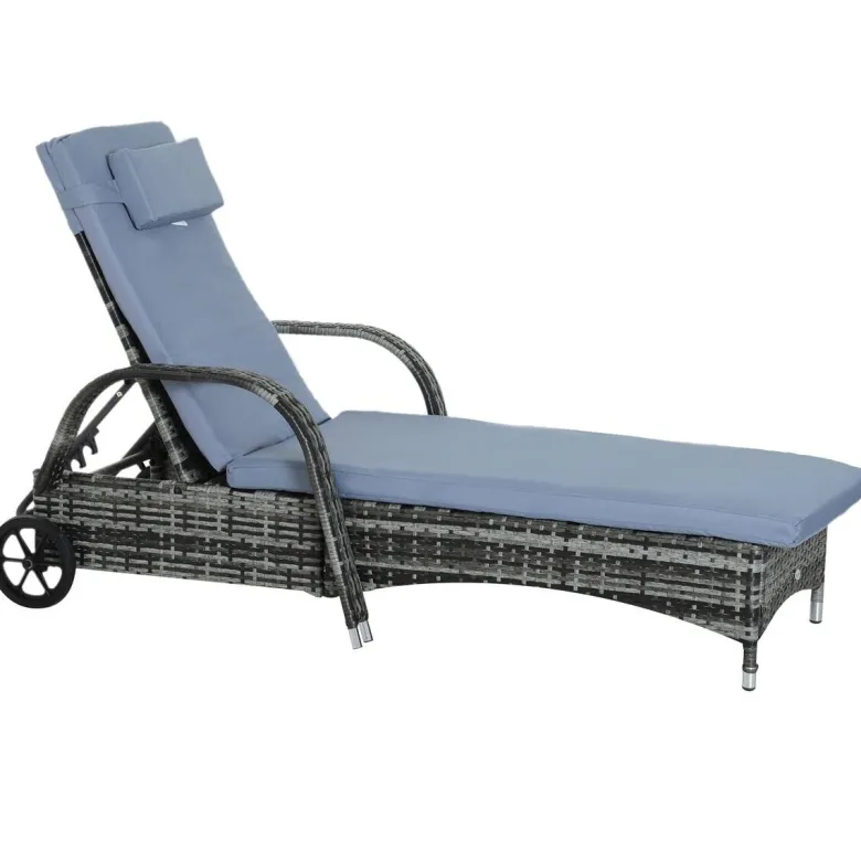Outsunny Sonnenliege blau Edelstahl B/H/L: ca. 73x200x103 cm