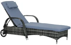 Outsunny Sonnenliege blau Edelstahl B/H/L: ca. 73x200x103 cm