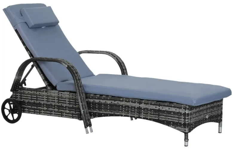 Outsunny Sonnenliege blau Edelstahl B/H/L: ca. 73x200x103 cm