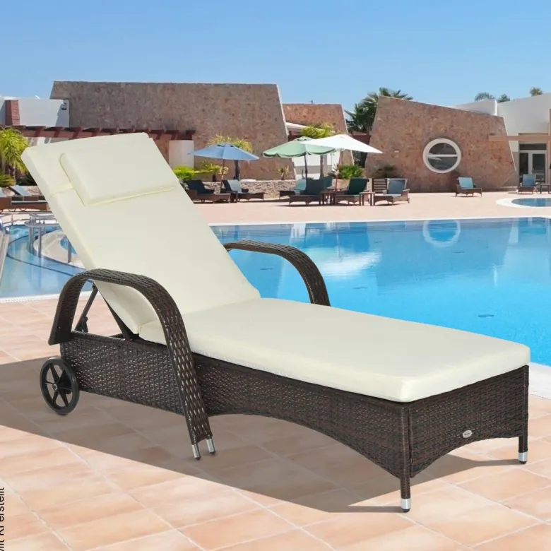 Outsunny Sonnenliege braun Metall B/H/L: ca. 73x103x200 cm
