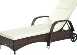 Outsunny Sonnenliege braun Metall B/H/L: ca. 73x103x200 cm