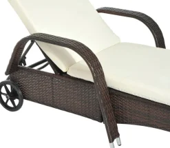 Outsunny Sonnenliege braun Metall B/H/L: ca. 73x103x200 cm