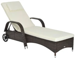 Outsunny Sonnenliege braun Metall B/H/L: ca. 73x103x200 cm