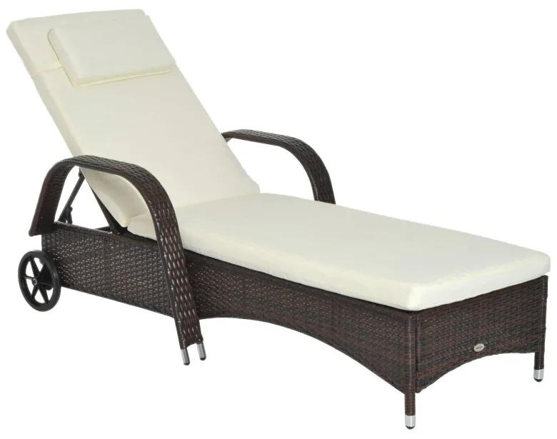Outsunny Sonnenliege braun Metall B/H/L: ca. 73x103x200 cm