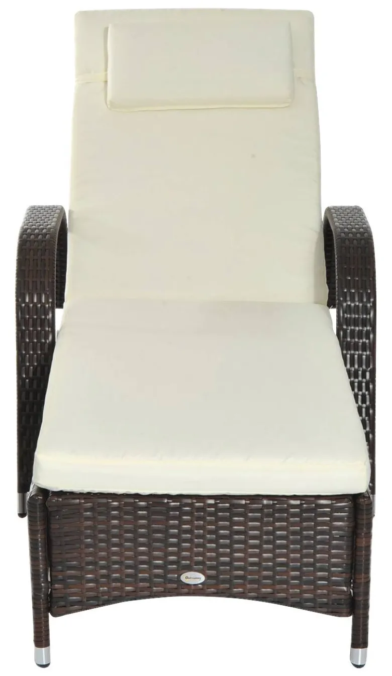 Outsunny Sonnenliege braun Metall B/H/L: ca. 73x103x200 cm